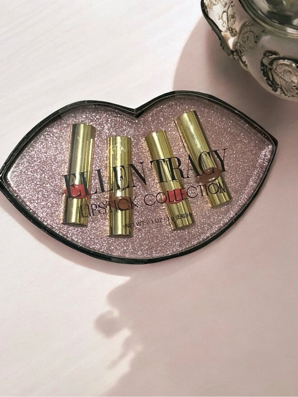 Ellen Tracy Lipstick Collection - Pink Glitter Lip Box - NIB